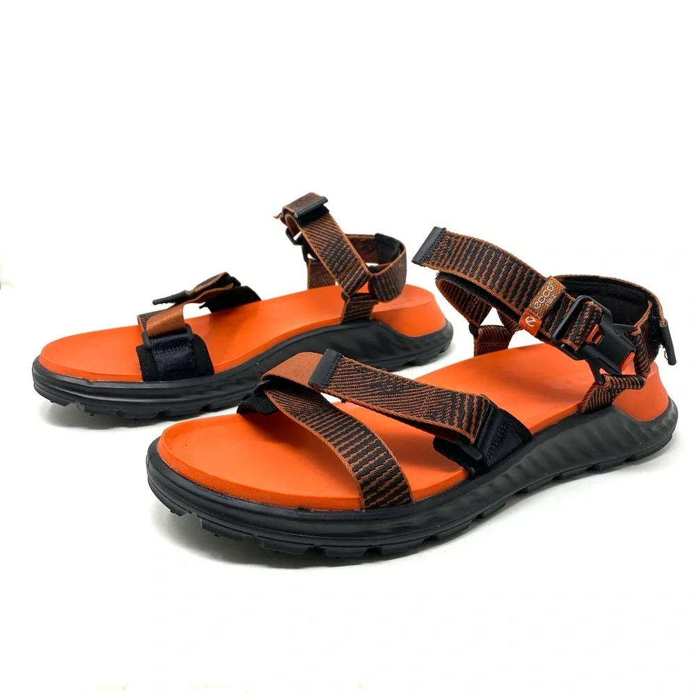 ECCO Men’s Exowrap Sandals Cognac/Black Size 47 (US 13–13.5) New in Box